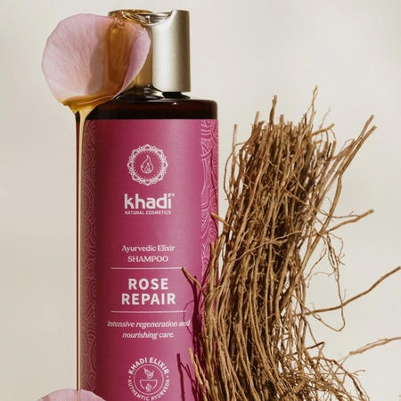 Intensywnie odżywczy szampon do włosów Khadi – Róża
