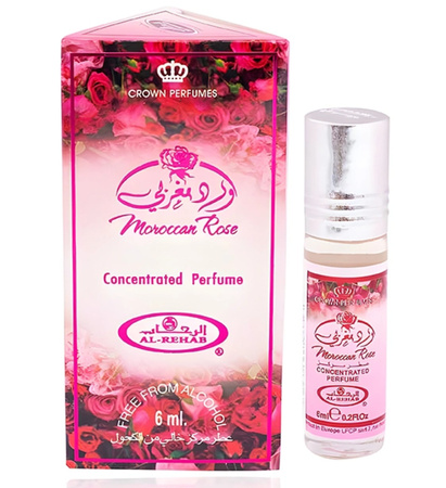 Arabski Al-Rehab Moroccan Rose 6ml, główna nuta: marokańska róża i świeże kwiaty