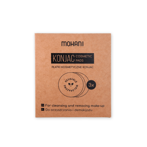 Wielorazowe roślinne płatki kosmetyczne Konjac 3 szt.- Mohani