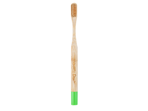 Bambusowa szczoteczka do zębów Mohani – zielona, włosie miękkie, profilowane