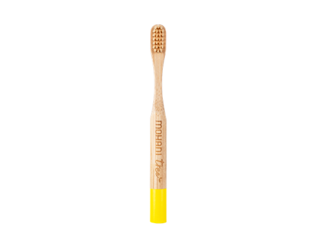 Bambusowa szczoteczka do zębów Mohani dla dzieci – żółta, włosie miękkie