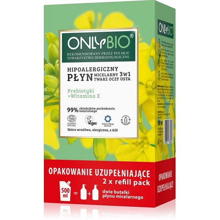 Hipoalergiczny płyn micelarny prebiotyki i witaminy 3w1 500ml