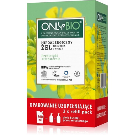 Hipoalergiczny żel do mycia twarzy prebiotyki i fitosterol  3w1 500ml