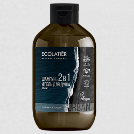 Szampon i żel pod prysznic 2w1 Sport dla mężczyzn - Ecolatier - Grejpfrut i werbena